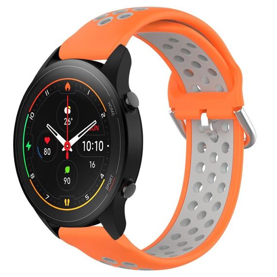 Per Xiaomi MI Watch S1 Pro 22mm Cinturino sportivo in silicone traspirante traforato (arancione + grigio)