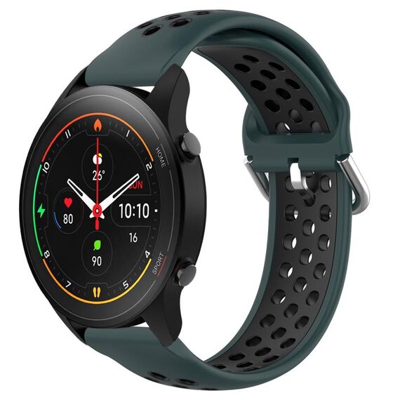 Per Xiaomi MI Watch S1 Pro 22mm Cinturino in silicone sportivo traforato traspirante (verde oliva + nero)