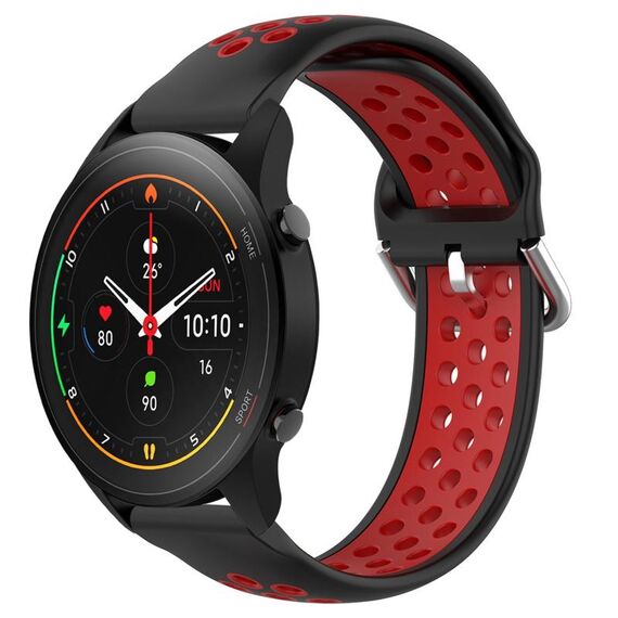 Per Xiaomi MI Watch S1 Pro 22mm Cinturino sportivo in silicone traspirante traforato (nero + rosso)