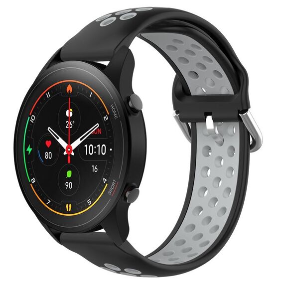 Per Xiaomi MI Watch S1 Pro 22mm Cinturino in silicone sportivo traspirante traforato (nero + grigio)