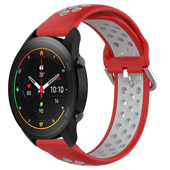 Per Xiaomi MI Watch S1 Pro 22mm Cinturino sportivo in silicone traspirante traforato (rosso + grigio)