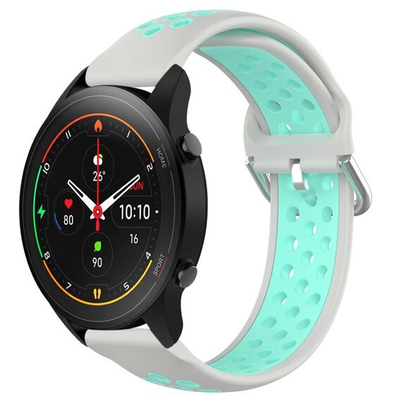 Per Xiaomi MI Watch S1 Pro 22mm Cinturino in silicone sportivo traforato traspirante (grigio + anatra d'acqua)