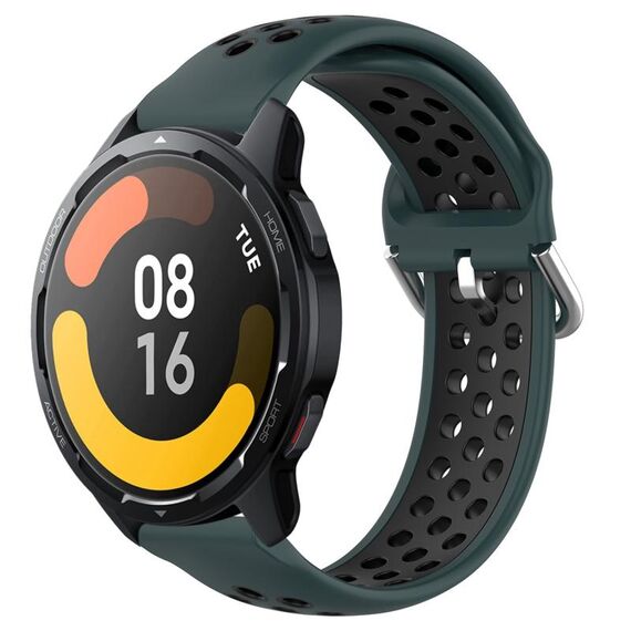 Per Xiaomi Watch S1 Active 22mm Cinturino in silicone sportivo traforato traspirante (verde oliva + nero)