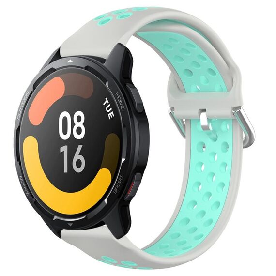 Per Xiaomi Watch S1 Active 22mm Cinturino in silicone sportivo traforato traspirante (grigio + anatra d'acqua)