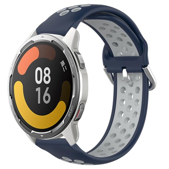 Per Xiaomi MI Watch Color 2 22mm Cinturino in silicone sportivo traforato traspirante (blu notte + grigio)