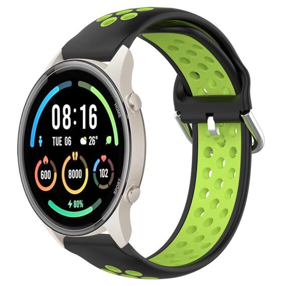 Per Xiaomi MI Watch Sport 22mm Cinturino in silicone sportivo traspirante traforato (nero + lime)