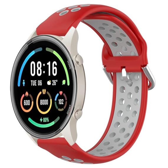 Per Xiaomi MI Watch Sport 22mm Cinturino sportivo in silicone traspirante traforato (rosso + grigio)