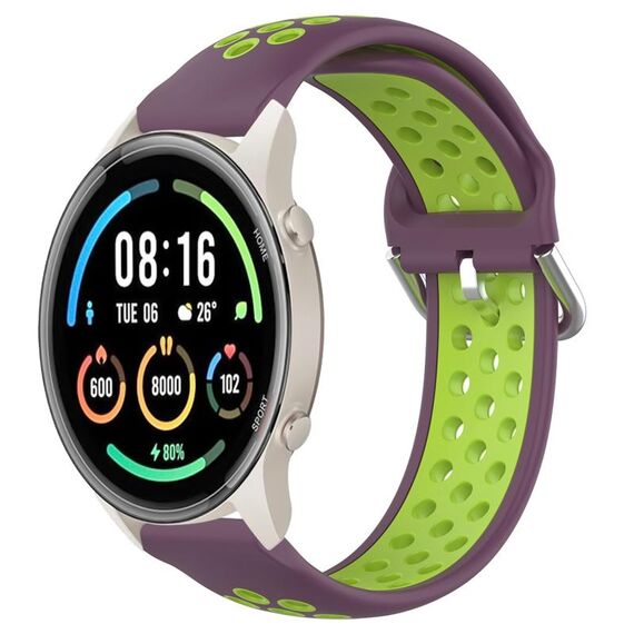 Per Xiaomi MI Watch Sport 22mm Cinturino in silicone sportivo traforato traspirante (viola + lime)