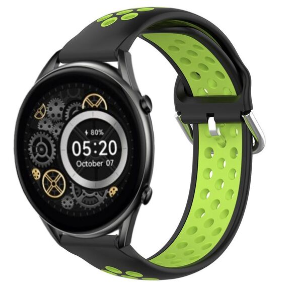 Per Xiaomi Haylou RT2 LS10 Cinturino per orologio sportivo in silicone traspirante traforato da 22 mm (nero + lime)