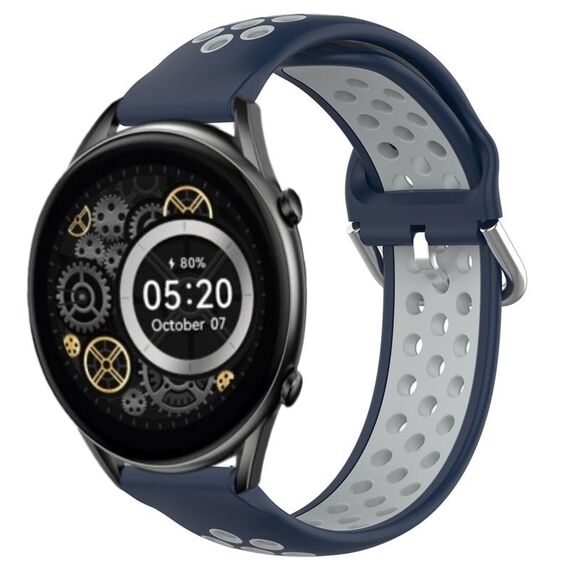 Per Xiaomi Haylou RT2 LS10 Cinturino sportivo in silicone traspirante traforato da 22 mm (blu notte + grigio)