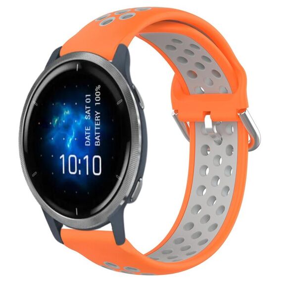 Per Garmin Venu 2 22mm cinturino in silicone sportivo traspirante traforato (arancione + grigio)