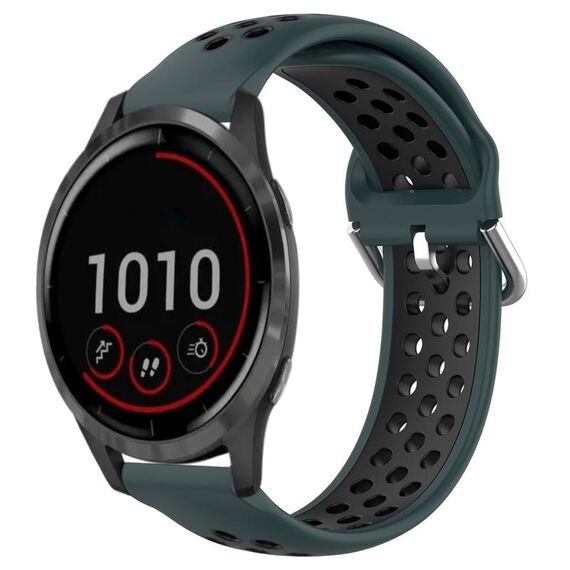 Per Garmin Vivoactive4 22mm Cinturino sportivo in silicone traspirante traforato (verde oliva + nero)