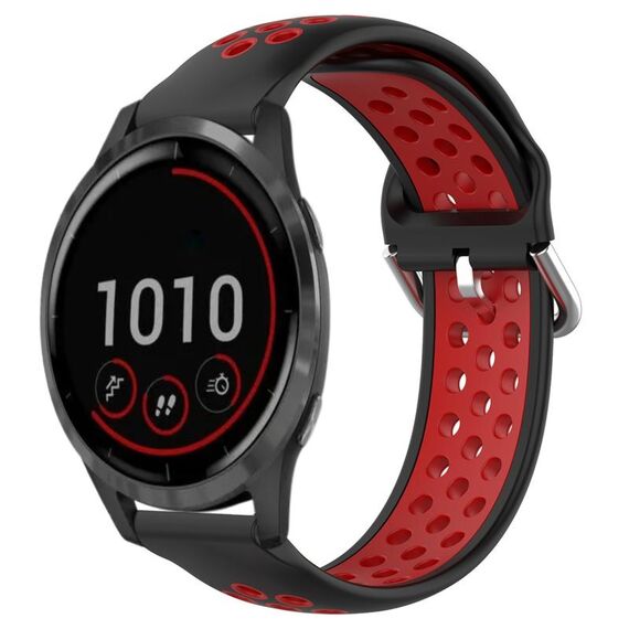 Per Garmin Vivoactive 4 22mm Cinturino sportivo in silicone traspirante traforato (nero rosso)