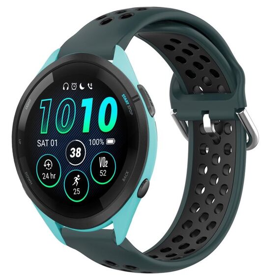 Per Garmin Forerunner 265 Music Cinturino sportivo in silicone traspirante perforato da 22 mm (verde oliva + nero)