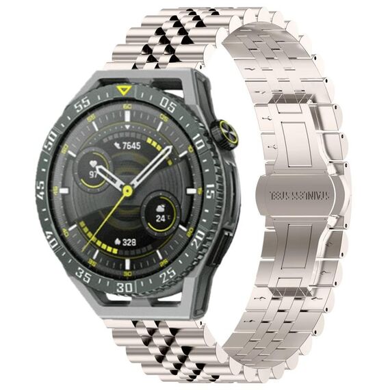 Per Huawei Watch GT3 SE Five Bull Cinturino semicircolare in acciaio inossidabile + strumento di rimozione cinturino (colore Starlight)