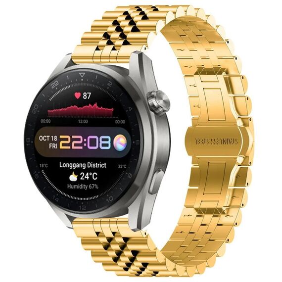 Per Huawei Watch3 Pro New Five Bull Mezzo tondo cinturino in acciaio inossidabile + strumento di rimozione cinturino (oro)