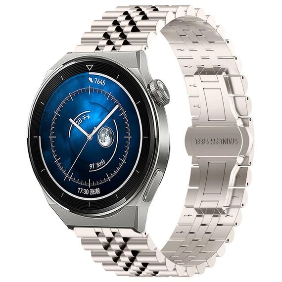 Per Huawei Watch GT3 Pro 46mm Five Bull Mezzo tondo in acciaio inossidabile con cinturino + strumento di rimozione del cinturino (Starlight Color)