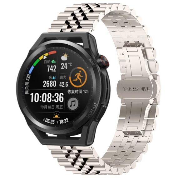 Per Huawei Watch GT Runner Five Bull Cinturino semicircolare in acciaio inossidabile + strumento di rimozione cinturino (colore Starlight)