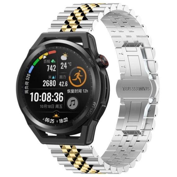 Per Huawei Watch GT Runner Five Bull Cinturino semicircolare in acciaio inossidabile + strumento di rimozione cinturino (argento + oro)