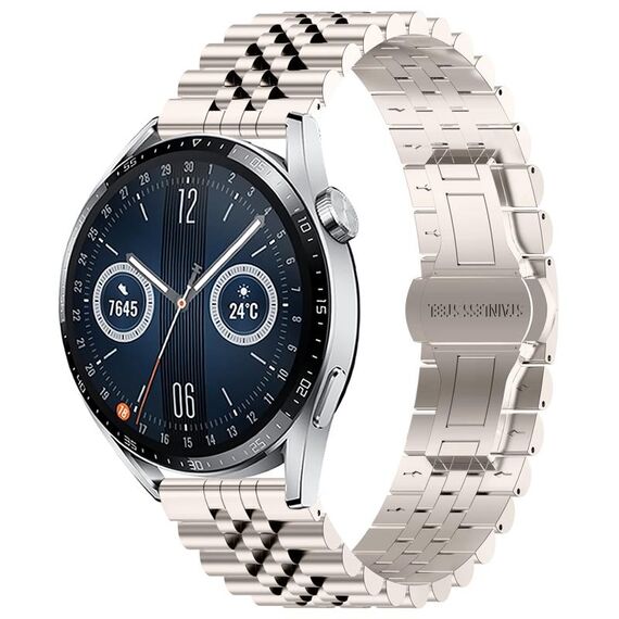 Per Huawei Watch GT3 46mm Five Bull Mezzo tondo in acciaio inossidabile con cinturino + strumento di rimozione del cinturino (colore Starlight)