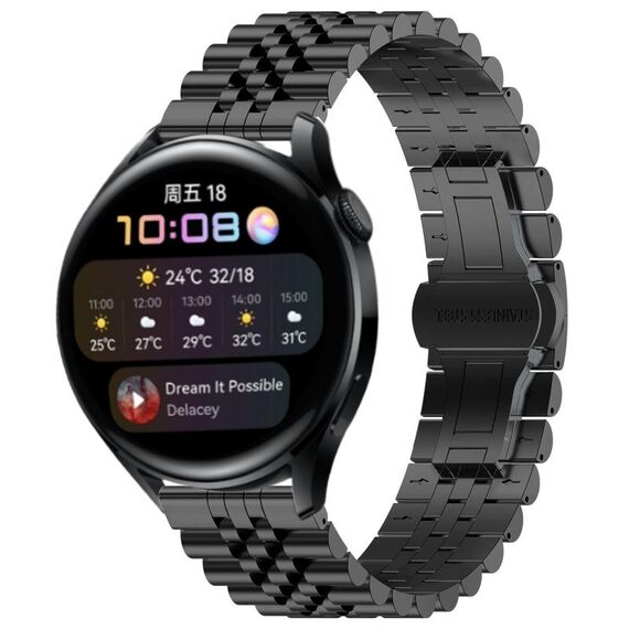 Per Huawei Watch 3/3 Pro Five Bull Cinturino semicircolare in acciaio inossidabile + strumento di rimozione cinturino (nero)