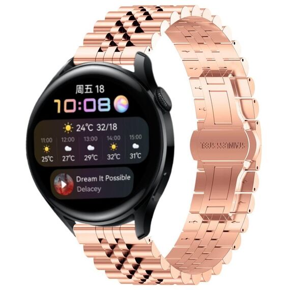 Per Huawei Watch 3/3 Pro Five Bull Cinturino semicircolare in acciaio inossidabile + strumento di rimozione cinturino (oro rosa)