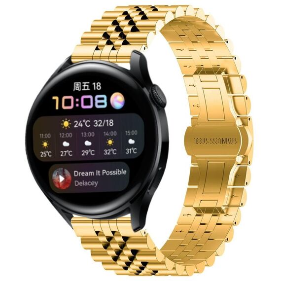 Per Huawei Watch 3/3 Pro Five Bull Cinturino semicircolare in acciaio inossidabile + strumento di rimozione cinturino (oro)