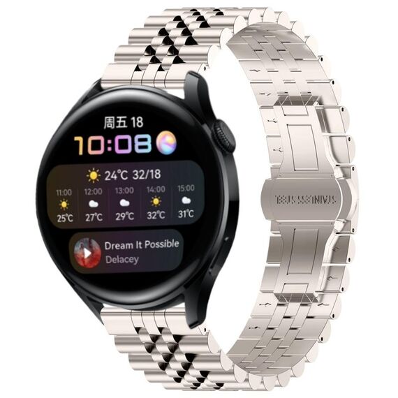 Per Huawei Watch 3/3 Pro Five Bull Mezzo tondo cinturino in acciaio inossidabile + strumento di rimozione cinturino (colore Starlight)