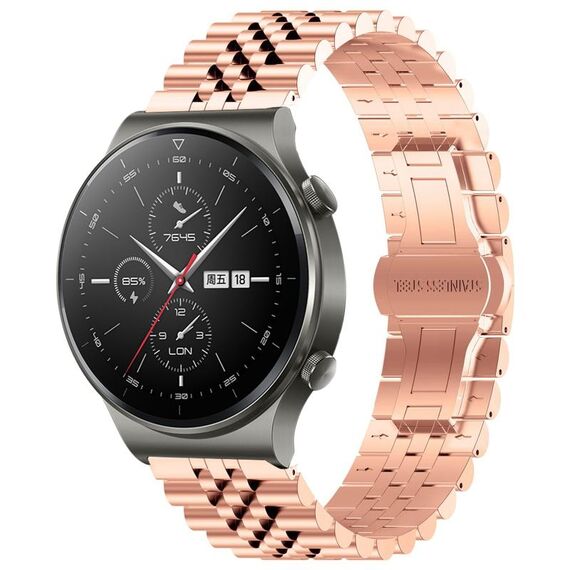 Per Huawei Watch GT2 Pro / GT 2e Five Bull Mezzo tondo cinturino in acciaio inossidabile + strumento di rimozione cinturino (oro rosa)