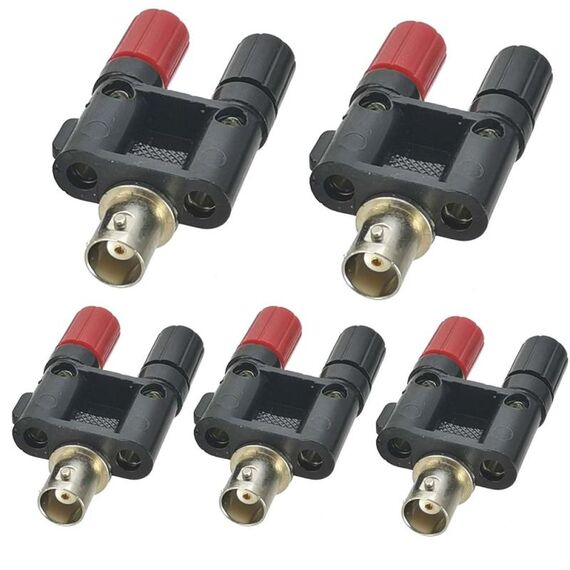 Jack femmina BNC da 5 pezzi a doppio connettore coassiale per adattatore RF jack femmina a banana (nero)