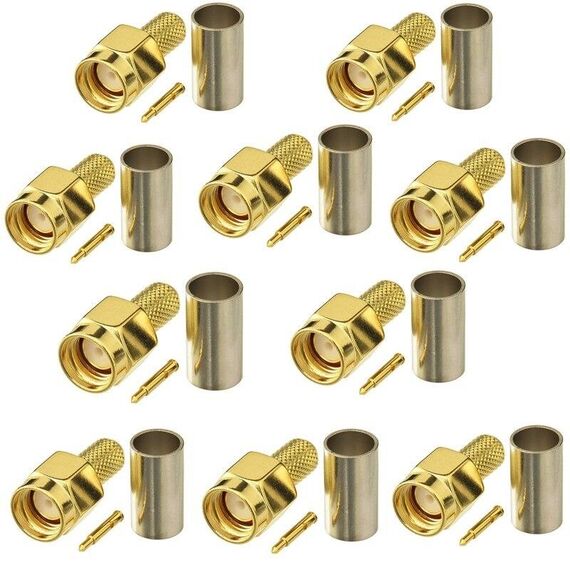10pcs SMA maschio connettore a crimpare per RG58 / LMR195 / RG142 / RG400