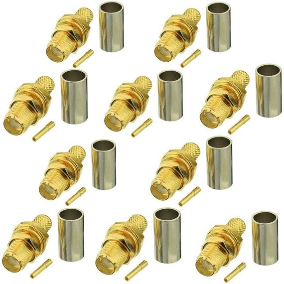 10pcs SMA femmina connettore a crimpare per RG58 / LMR195 / RG142 / RG400