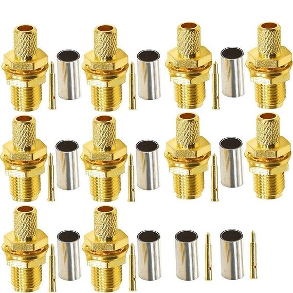 10pcs RP SMA Connettore femmina a crimpare per RG58 / LMR195 / RG142 / RG400