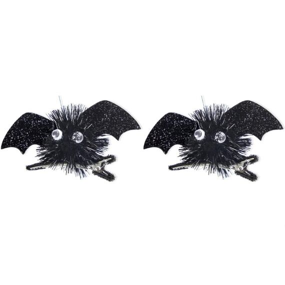 1 paio di forcine per capelli da pipistrello di Halloween per bambini (nero)