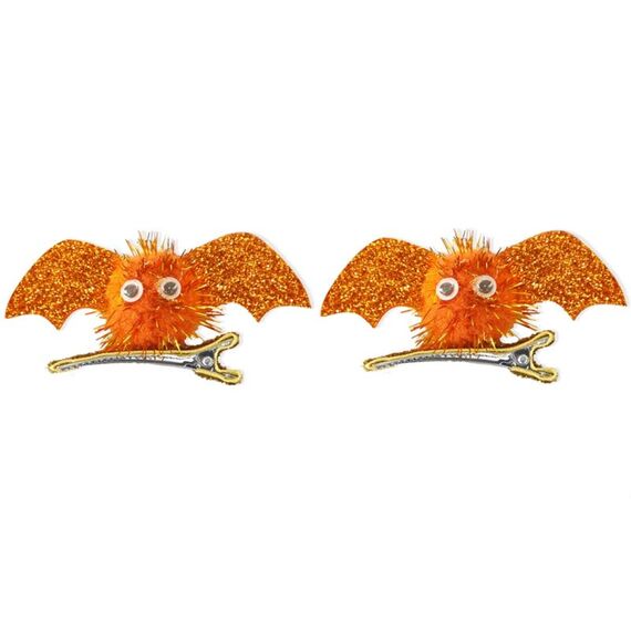 1 paio di forcine per capelli da pipistrello di Halloween per bambini (arancione)