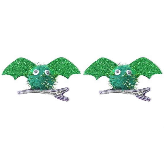 1 paio di forcine per capelli da pipistrello di Halloween per bambini (verde)