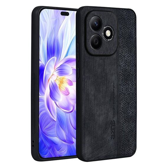 Custodia per telefono con effetto pelle in rilievo 3D per Honor X60i AZNS (nero)