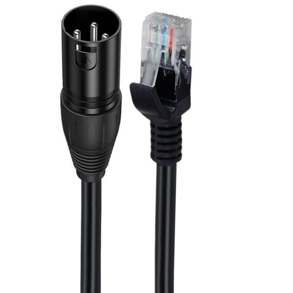 Cavo di estensione di rete XLR 3 pin maschio a RJ45 maschio per la serie di controller DMX-CON, lunghezza: 30 cm (nero)