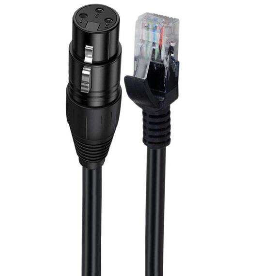 Cavo di estensione di rete XLR 3 pin femmina a RJ45 maschio per la serie di controller DMX-CON, lunghezza: 30 cm (nero)