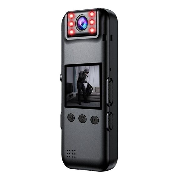 A82 IR Night Vision Rotating Lens 2K HD Video Recorder WiFi con clip posteriore (nero)