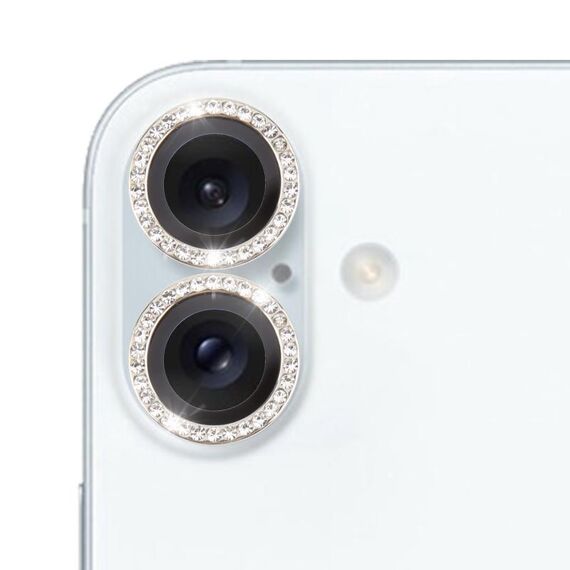 Per iPhone 16/16 Plus 9H Point Drill Camera Lens Protector Ring (Argento)