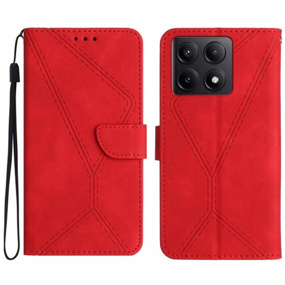 Per Xiaomi 14T 5G Custodia per telefono in pelle goffrata con cuciture globali (rosso)