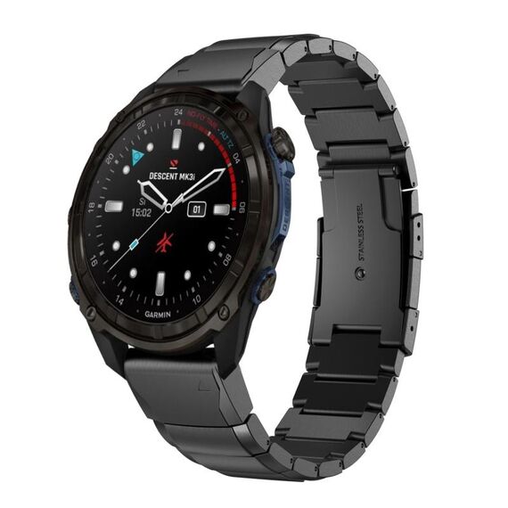 Per Garmin Descent Mk3i 51mm cinturino in acciaio inossidabile tartarugato 26mm (nero)
