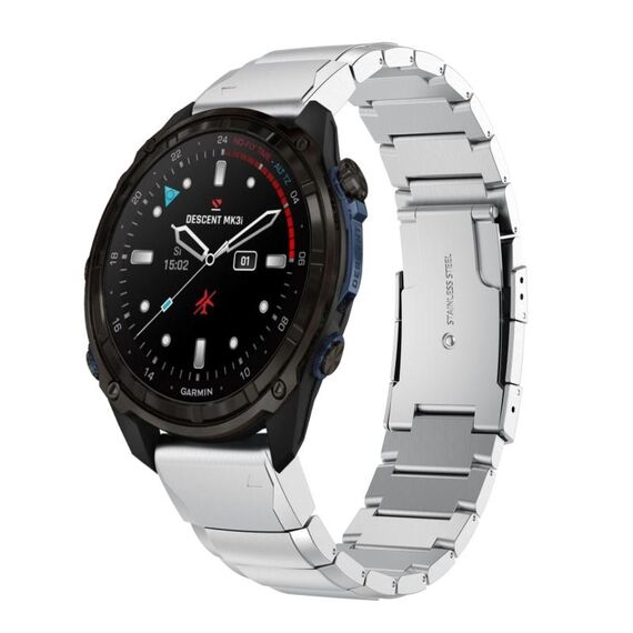 Per Garmin Descent Mk3i 51mm cinturino in acciaio inossidabile tartarugato 26mm (argento)