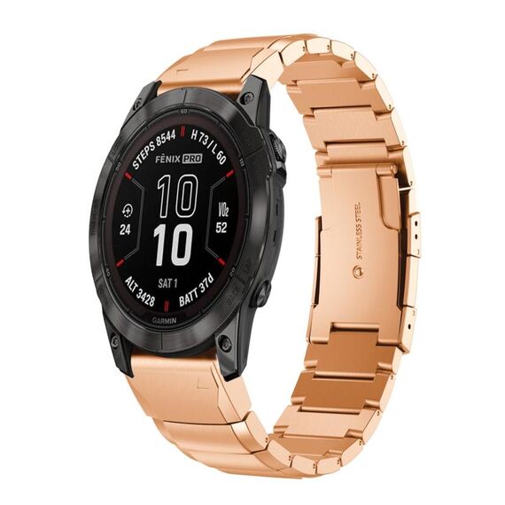 Per Garmin Fenix ​​7X Pro 51mm cinturino in acciaio inossidabile tartarugato 26mm (oro rosa)