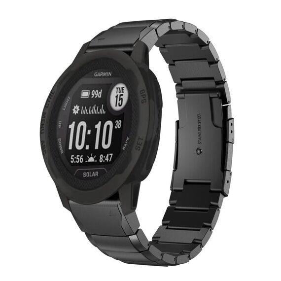 Per Garmin Instinct 2X Solar Tortoise Shell 26mm Cinturino in acciaio inossidabile (nero)