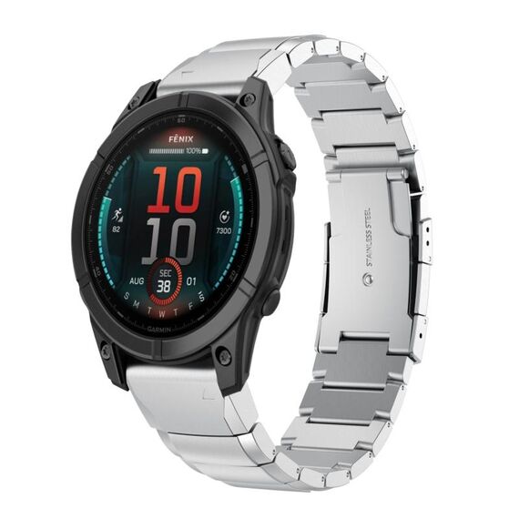 Per Garmin Fenix ​​8 AMOLED 47mm cinturino in acciaio inossidabile tartarugato 22mm (argento)