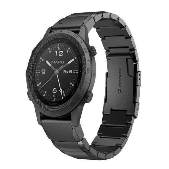 Per Garmin MARQ Commander Cinturino per orologio in acciaio inossidabile da 22 mm con guscio di tartaruga (nero)