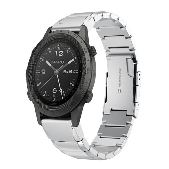 Per Garmin MARQ Commander Cinturino per orologio in acciaio inossidabile da 22 mm con guscio di tartaruga (argento)