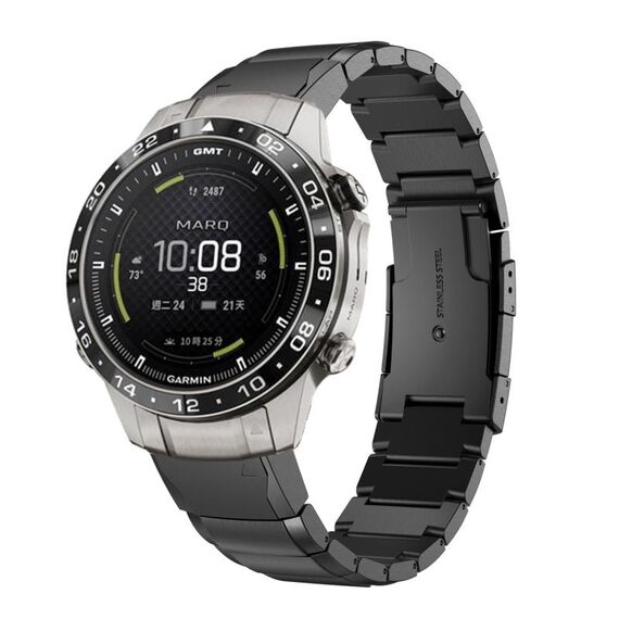 Per Garmin MARQ Aviator Gen 2 cinturino in acciaio inossidabile da 22 mm con guscio di tartaruga (nero)